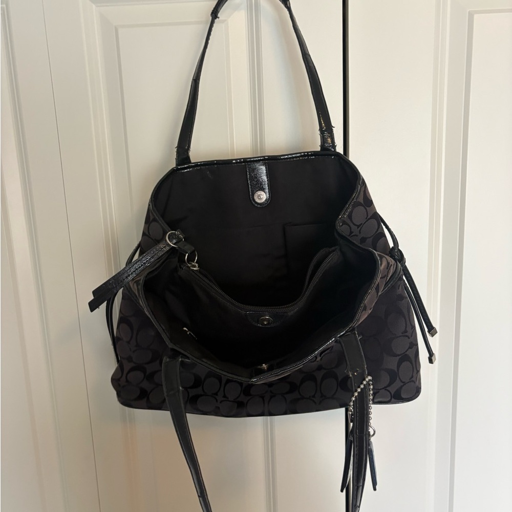 Coach Black Signature Python Stripe Carryall Shou… - image 7